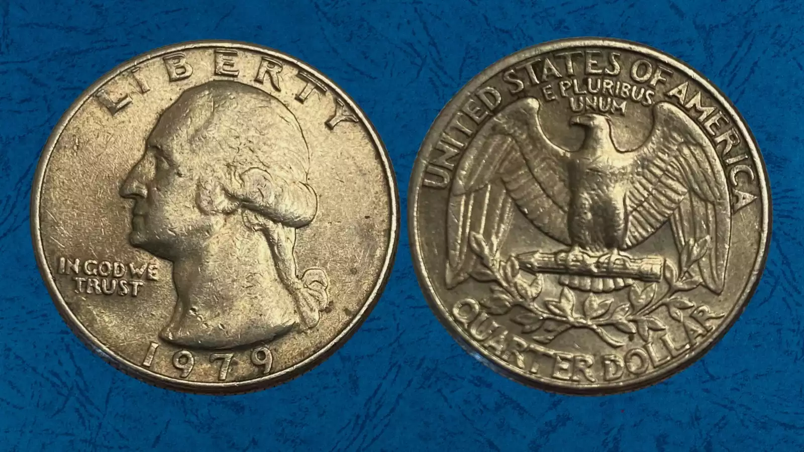 1979 Washington quarter struck on wrong planchet showing smaller diameter compared to normal quarter